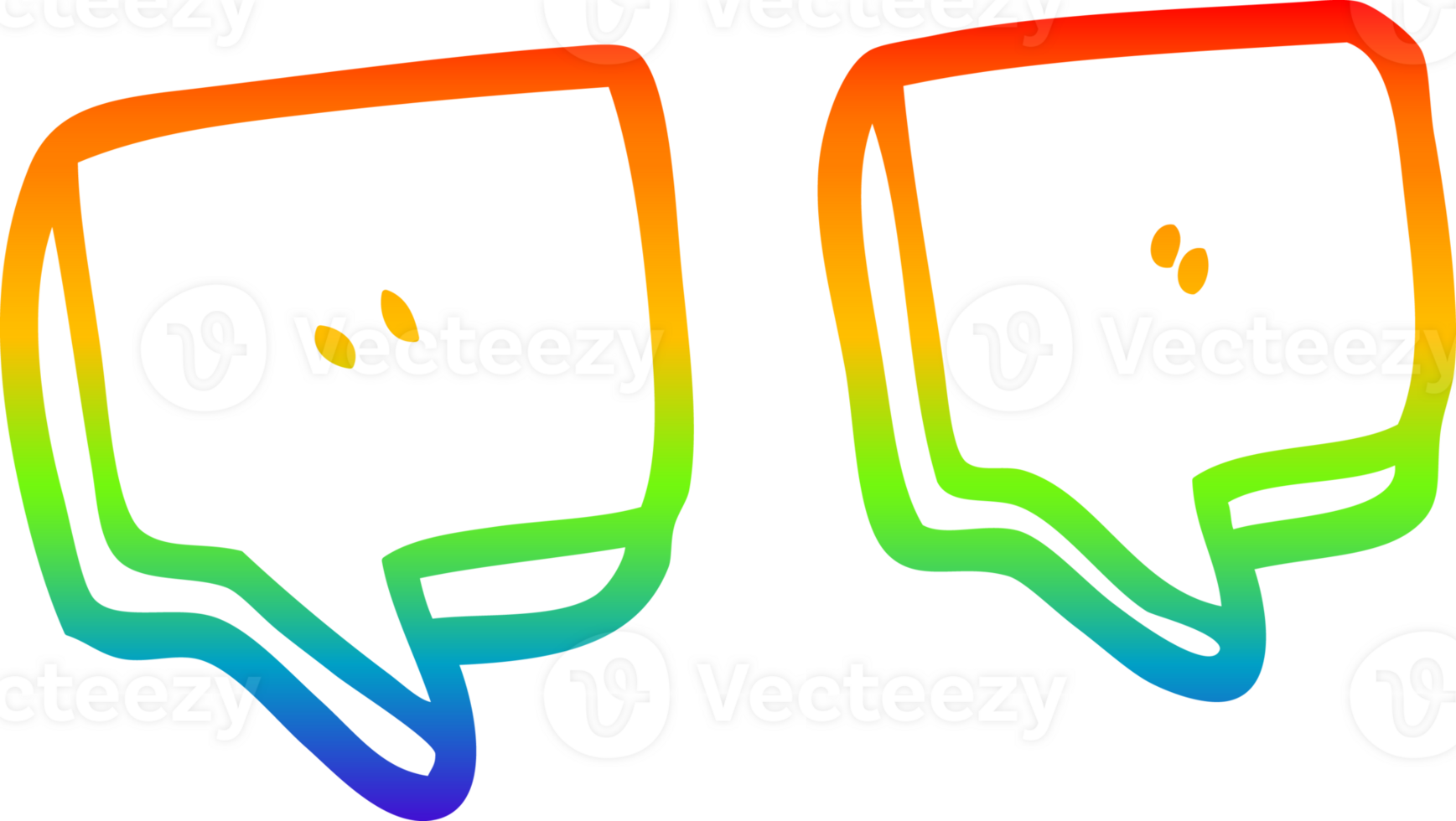 rainbow gradient line drawing of a cartoon quotation marks png