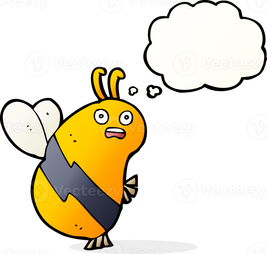 funny cartoon bee with thought bubble png