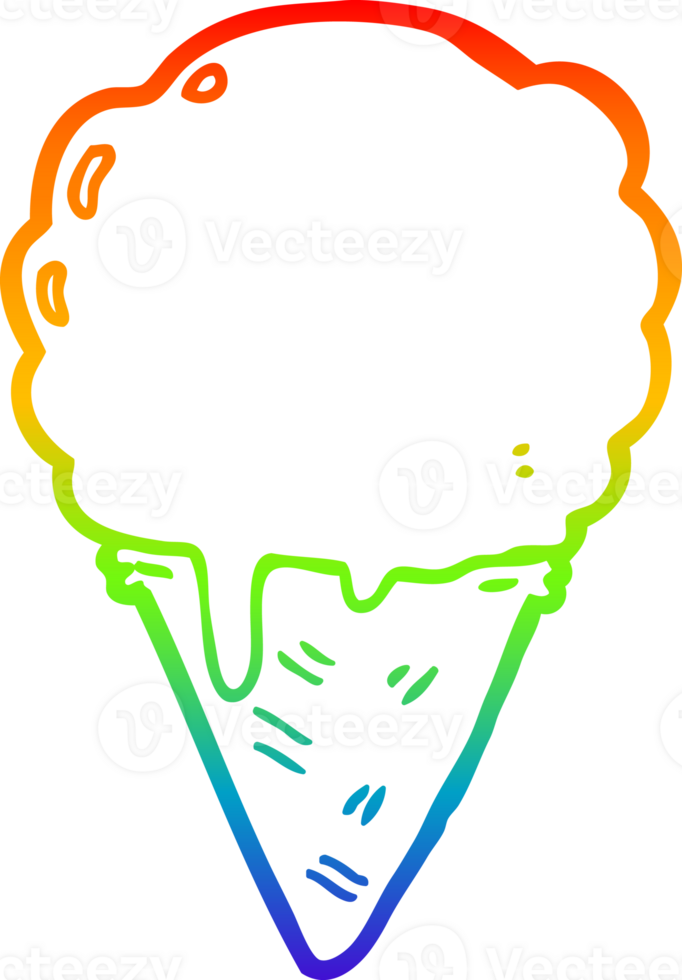 rainbow gradient line drawing of a cartoon ice cream png