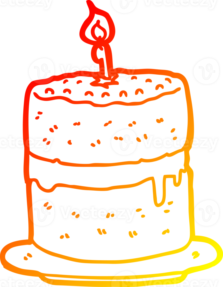 warm gradient line drawing of a cartoon cake png