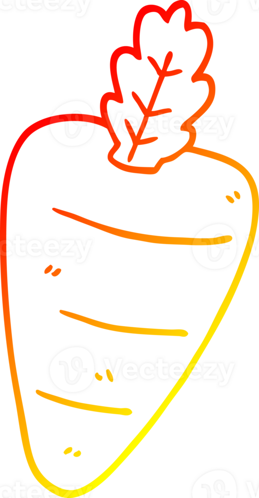 warm gradient line drawing of a cartoon carrot png