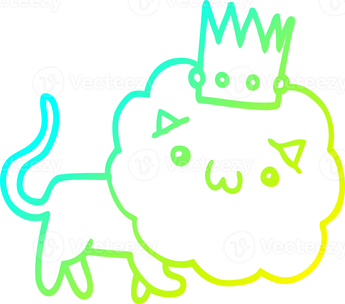 kalt Gradient Linie Zeichnung von ein Karikatur Löwe mit Krone png