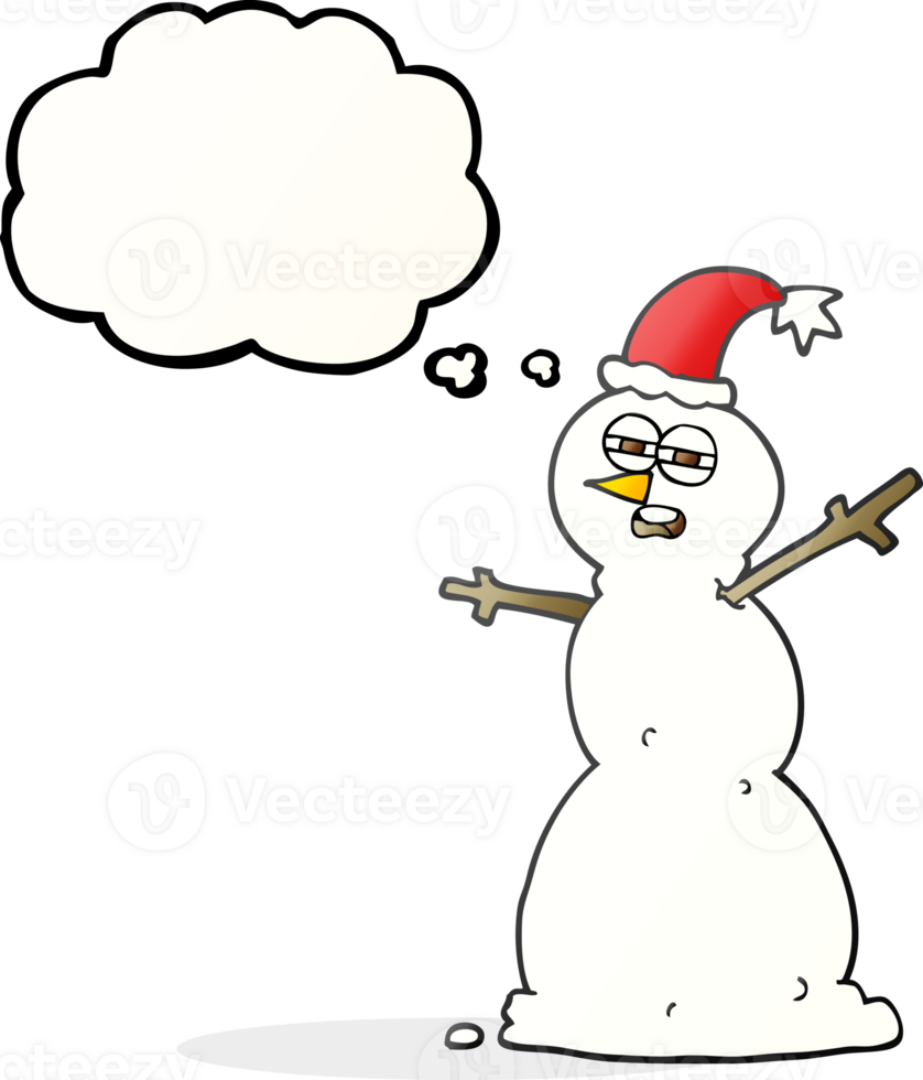 hand drawn thought bubble cartoon unhappy snowman png