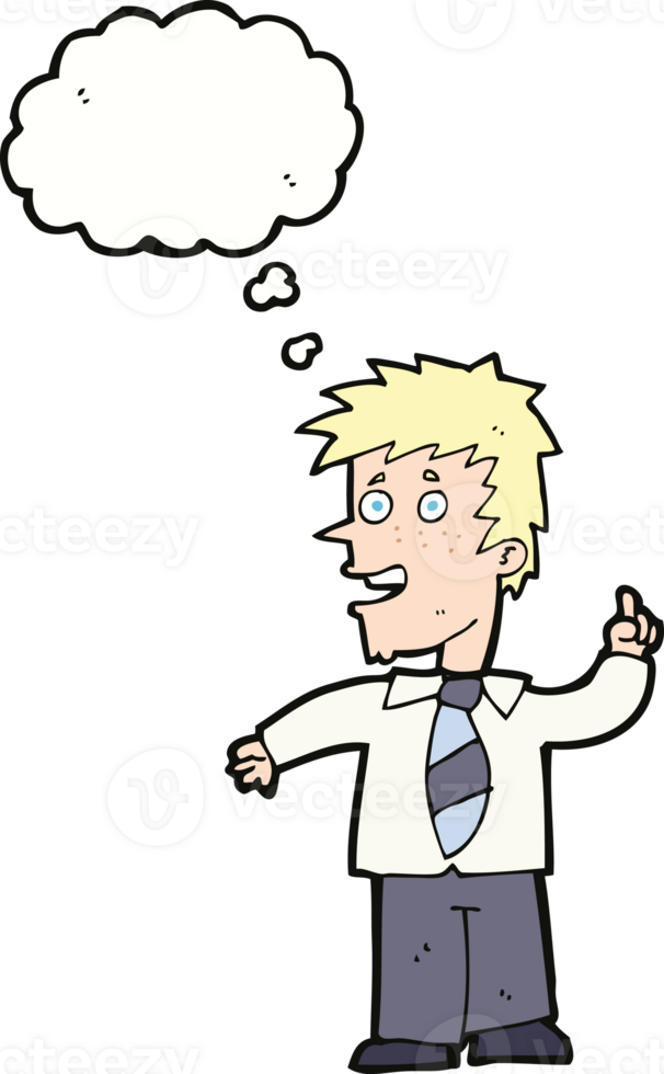 cartoon man with idea with thought bubble png