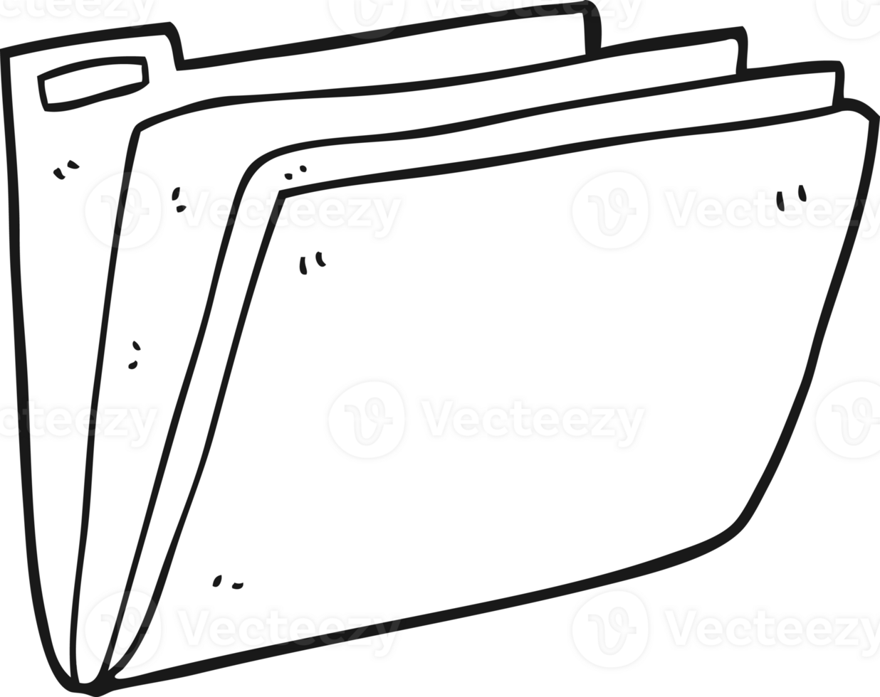 hand drawn black and white cartoon business file png