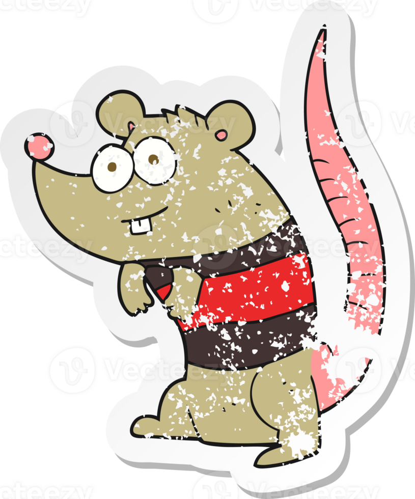 retro distressed sticker of a cartoon rat png