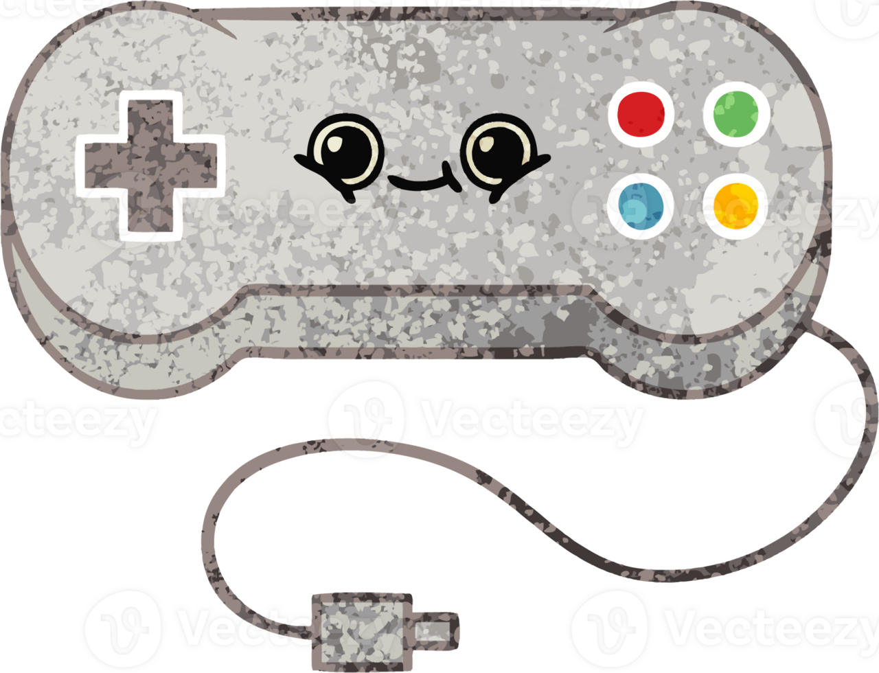 retro illustration style cartoon of a game controller png