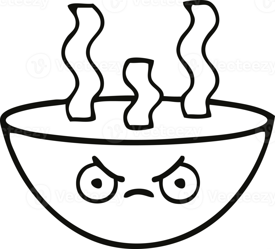 line drawing cartoon of a bowl of hot soup png