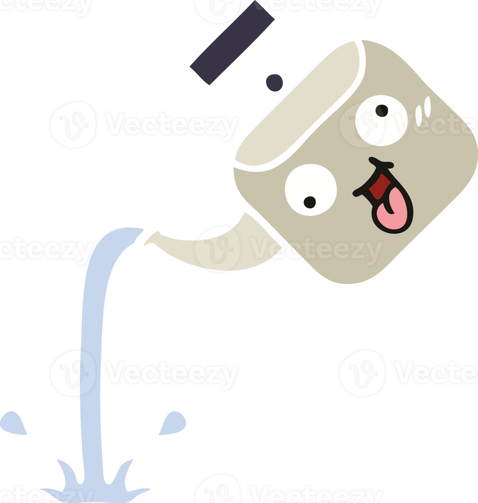 flat color retro cartoon of a pouring kettle png