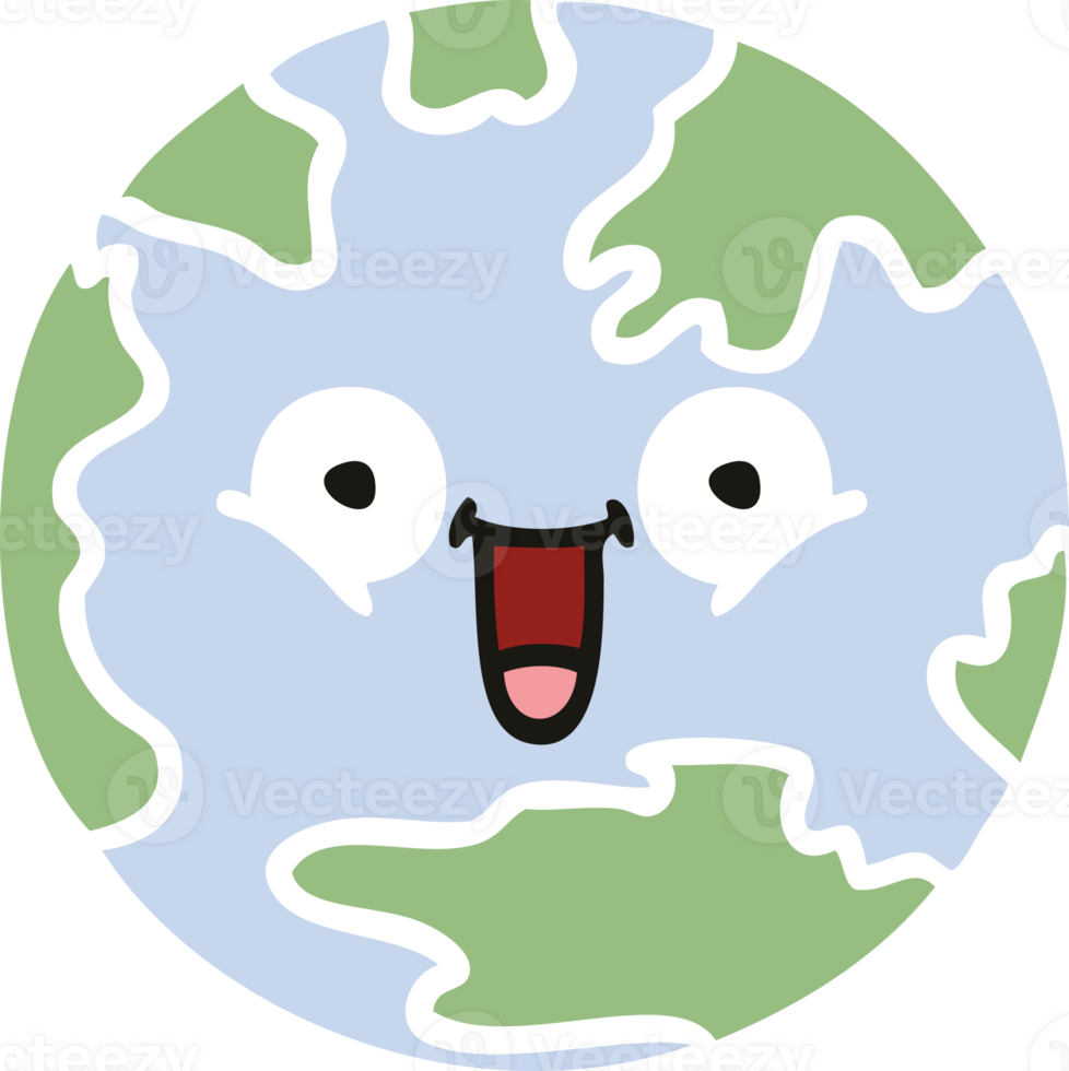 flat color retro cartoon of a planet earth png