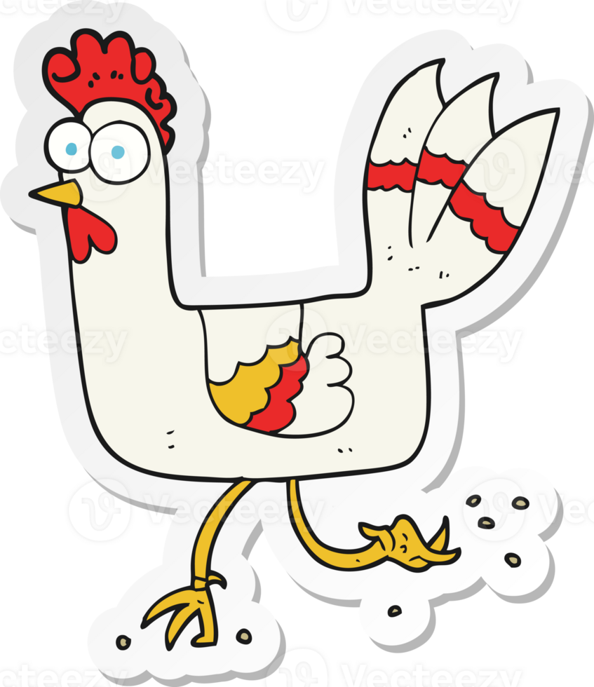 sticker of a cartoon chicken running png