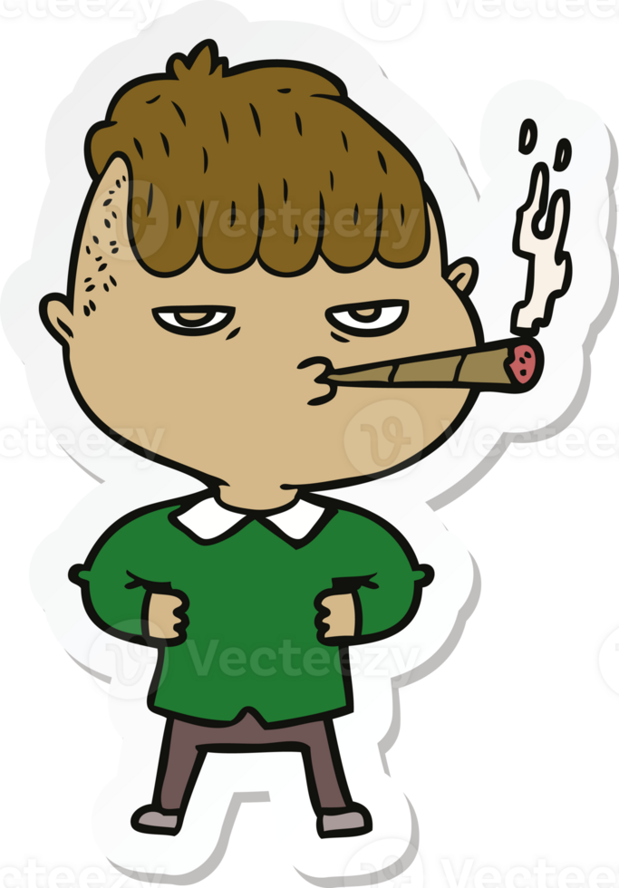 sticker of a cartoon man smoking png