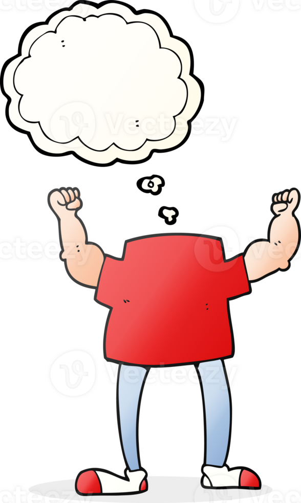 hand drawn thought bubble cartoon headless man png