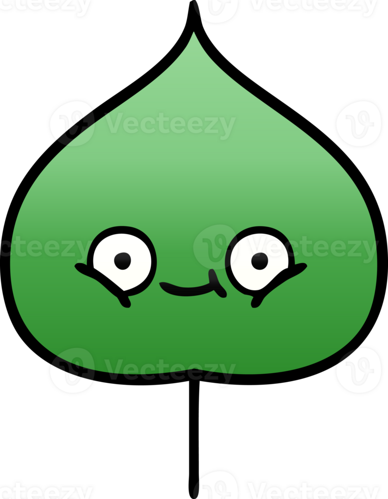 gradient shaded cartoon of a expressional leaf png