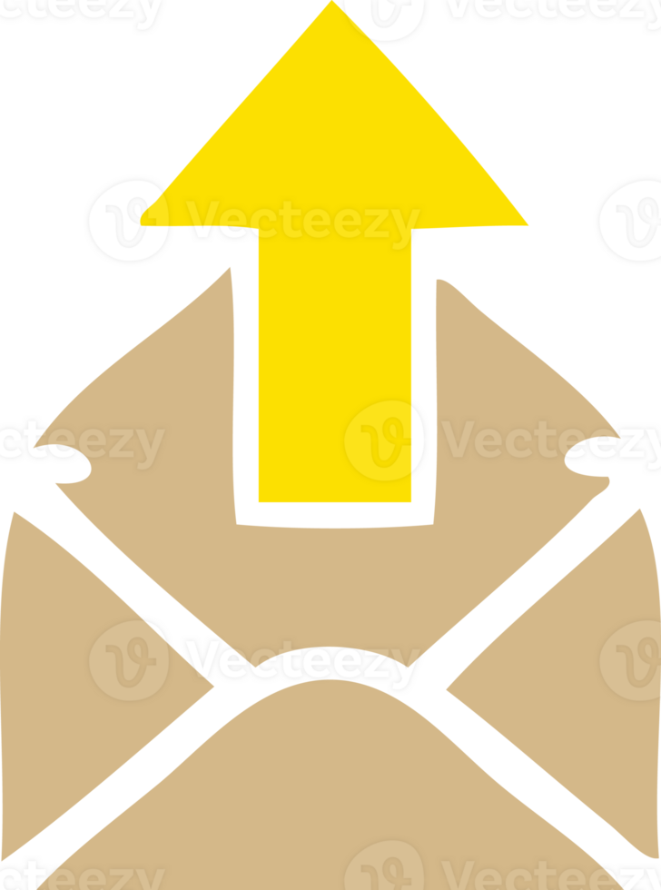 flat color retro cartoon of a envelope with arrow png