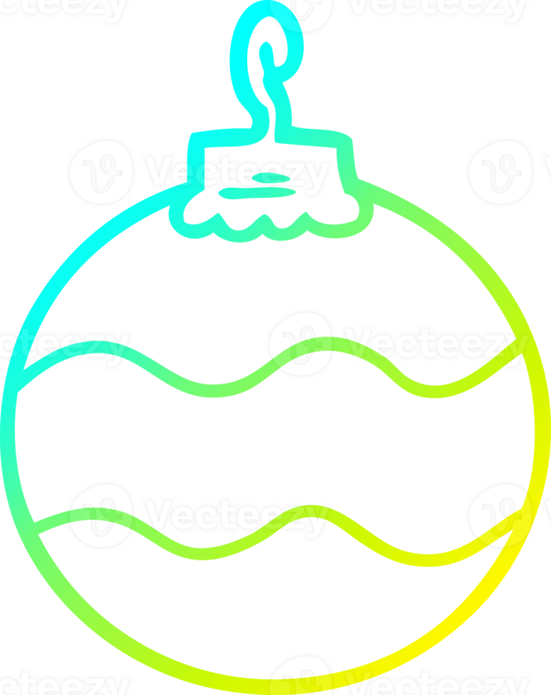 cold gradient line drawing of a cartoon christmas bauble png