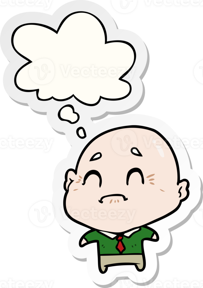 cartoon old man with thought bubble as a printed sticker png