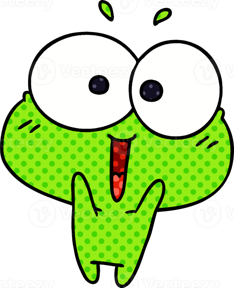 cartoon illustration kawaii excited cute frog png