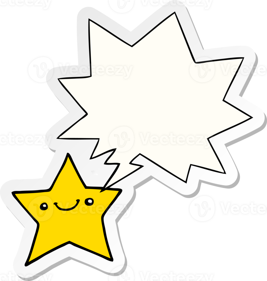 happy cartoon star with speech bubble sticker png