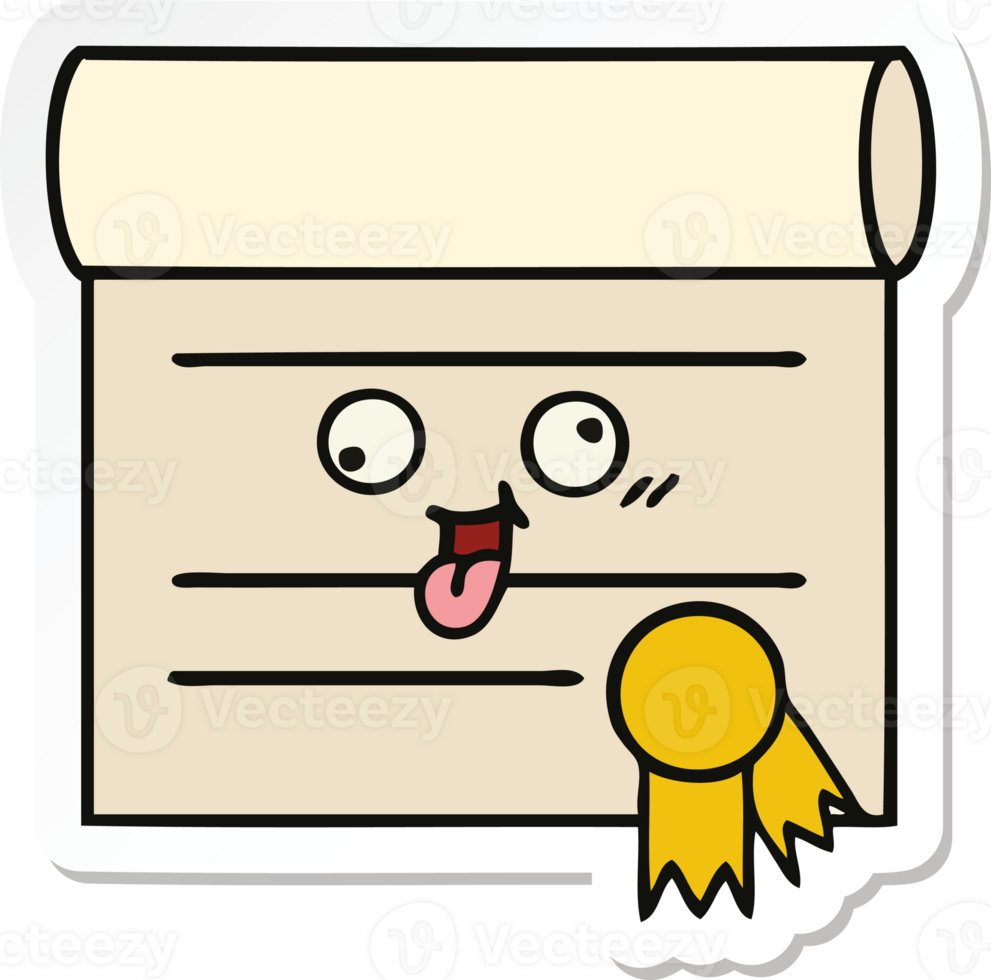sticker of a cute cartoon certificate png