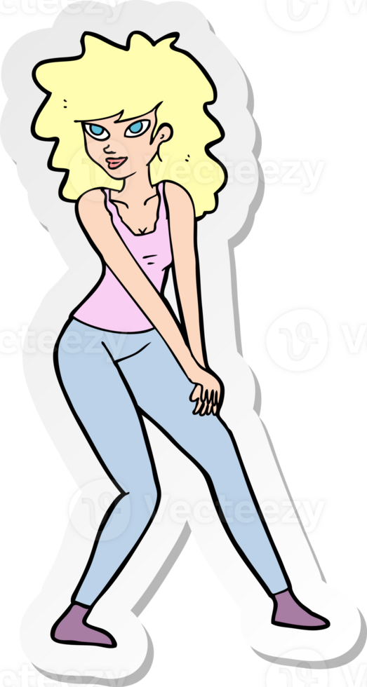 sticker of a cartoon woman posing png