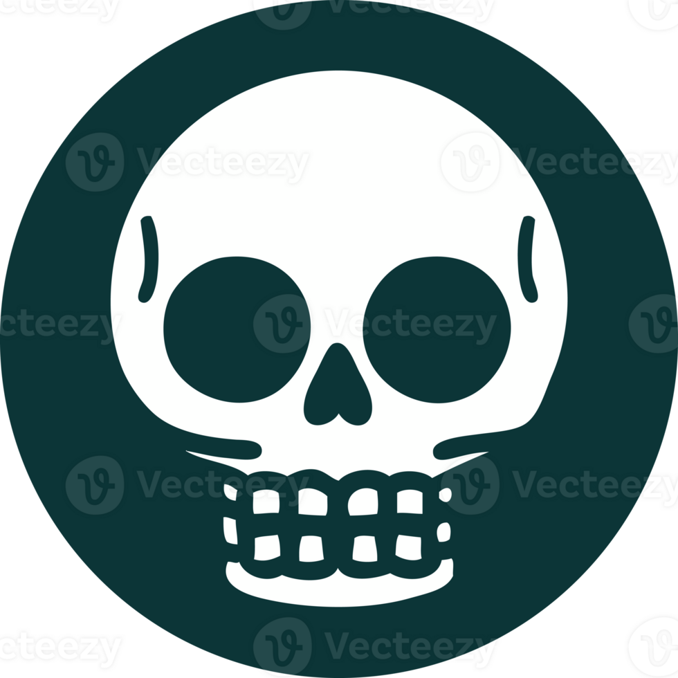 iconic tattoo style image of a skull png