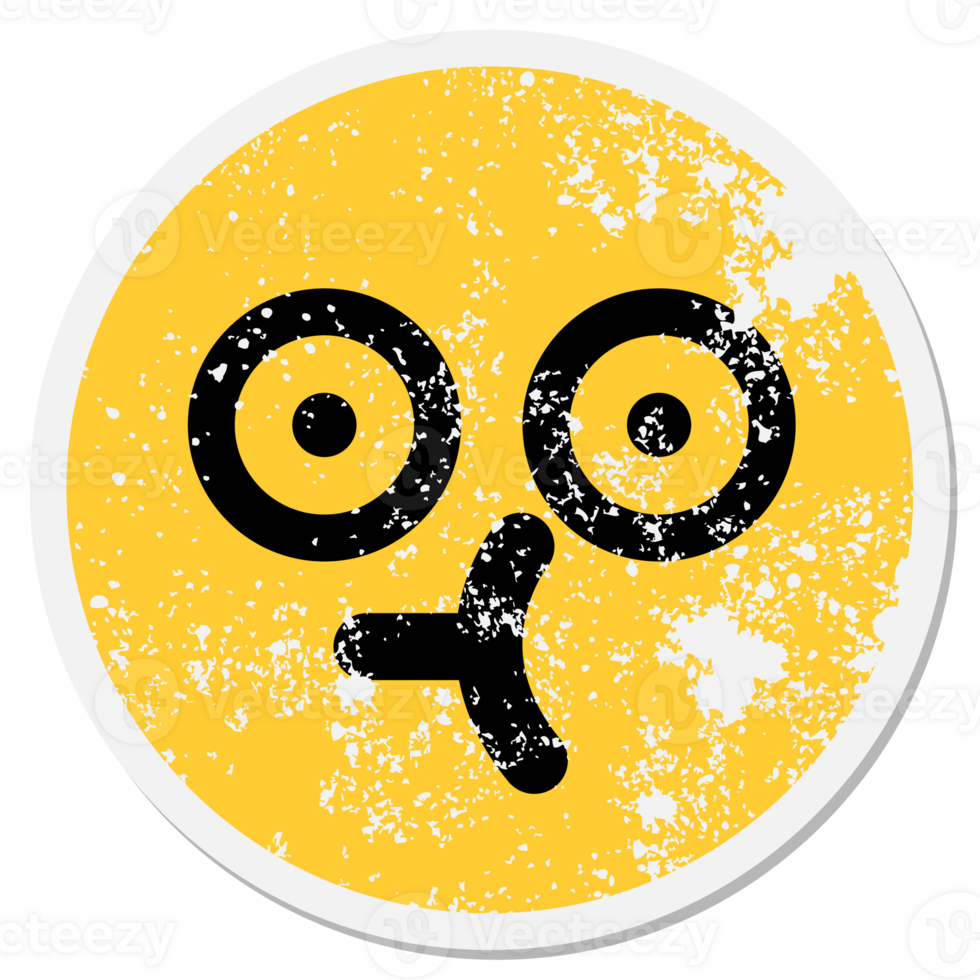 cute staring confused face circular sticker png