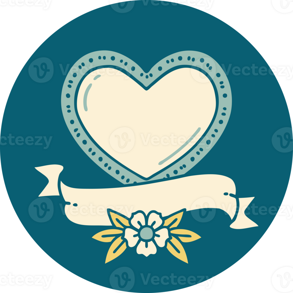 iconic tattoo style image of a heart and banner png