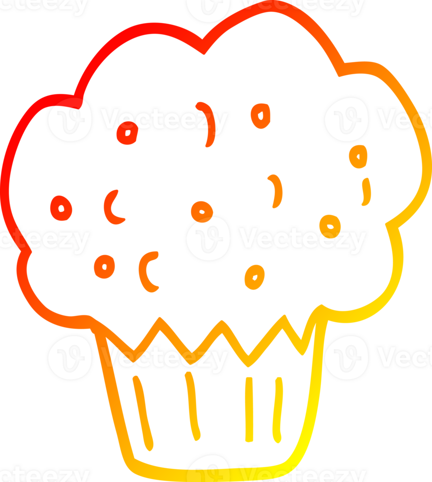 warm gradient line drawing of a cartoon muffin png