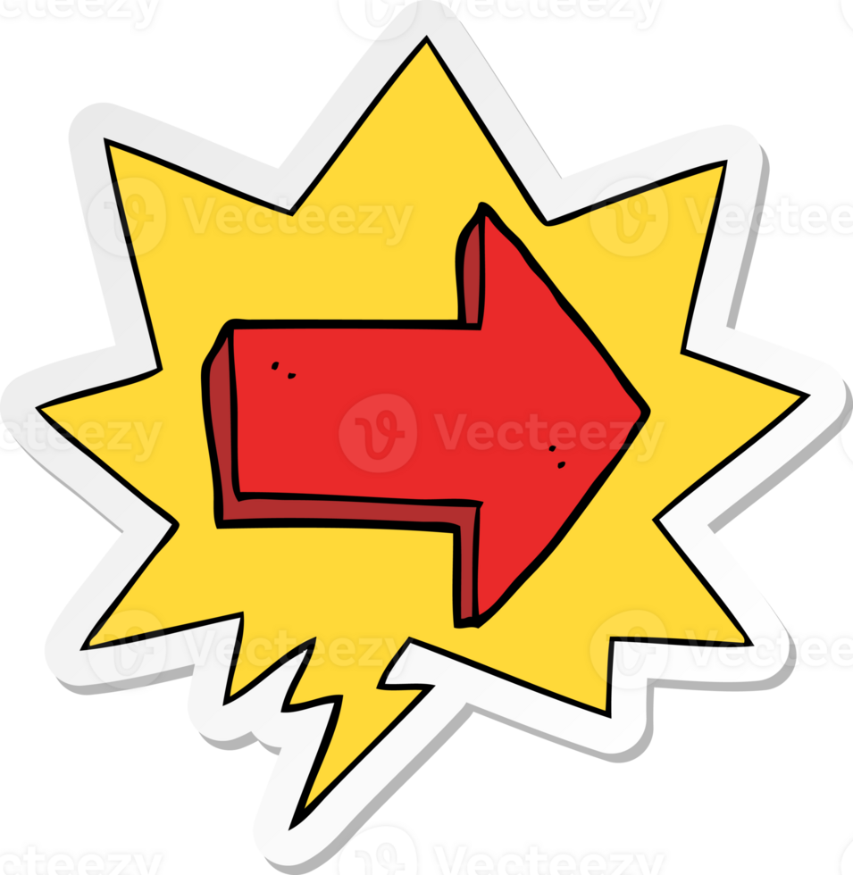 cartoon pointing arrow with speech bubble sticker png
