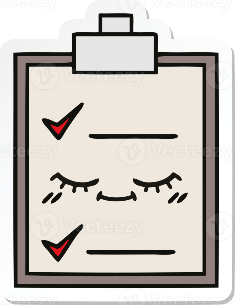 sticker of a cute cartoon check list png