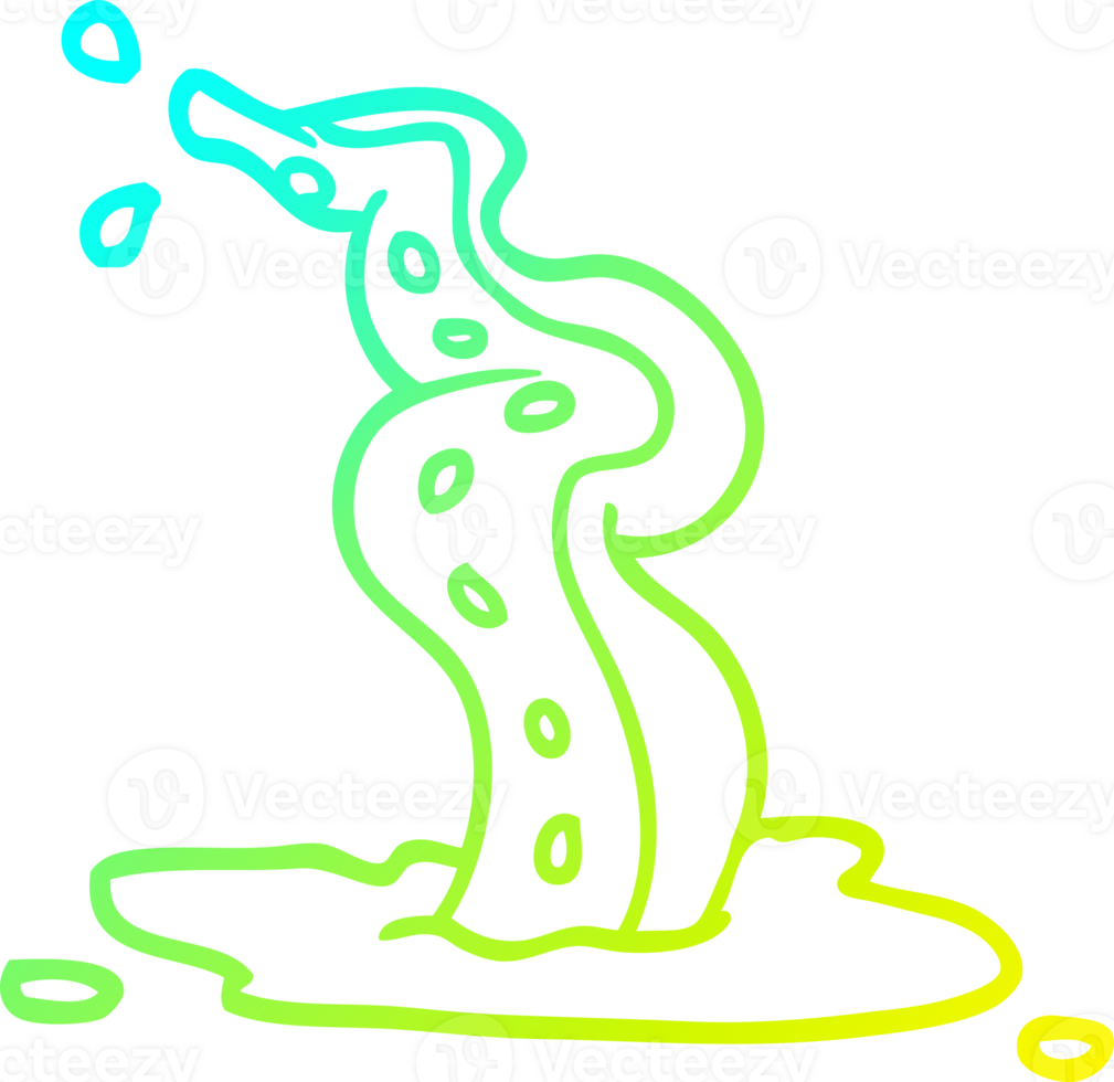 cold gradient line drawing of a cartoon spooky tentacle png