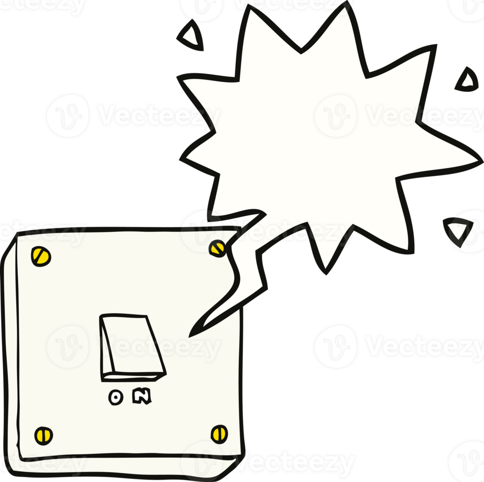 cartoon light switch with speech bubble png