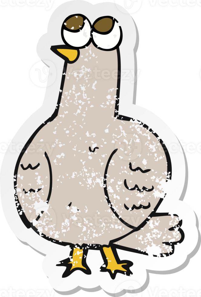 retro distressed sticker of a cartoon bird png