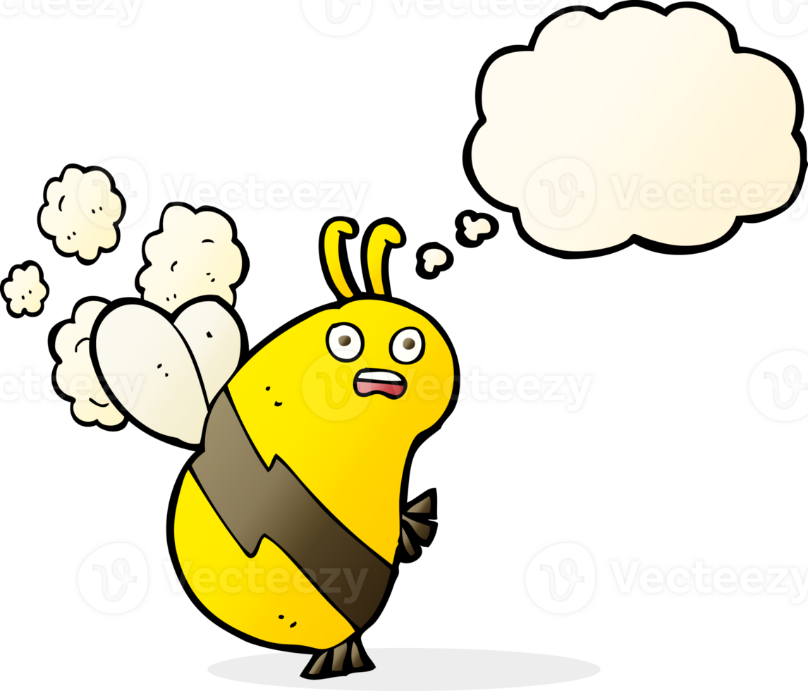 funny cartoon bee with thought bubble png