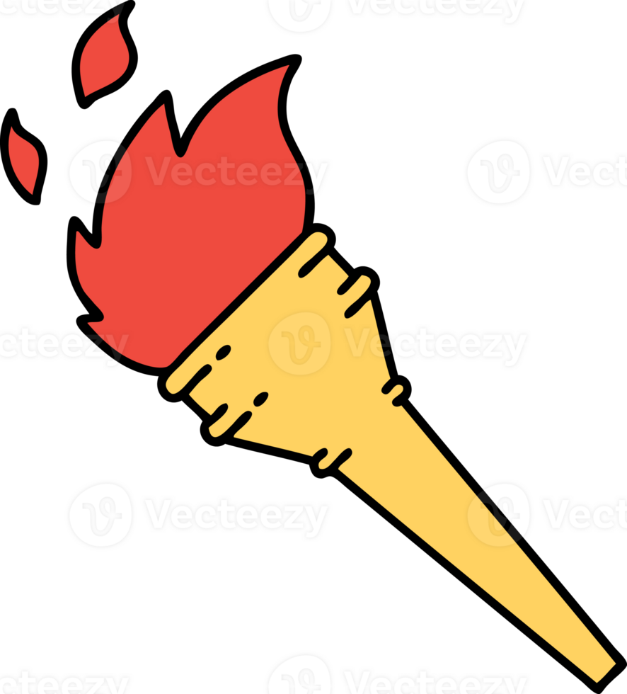 tattoo in traditional style of a lit torch png