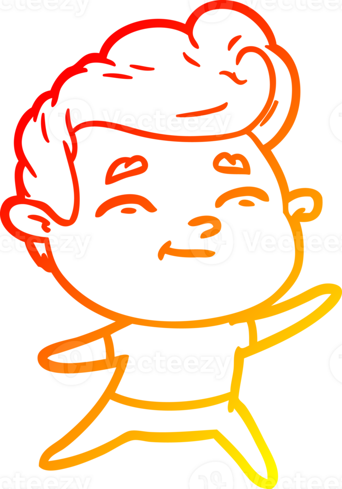 warm gradient line drawing of a happy cartoon man png