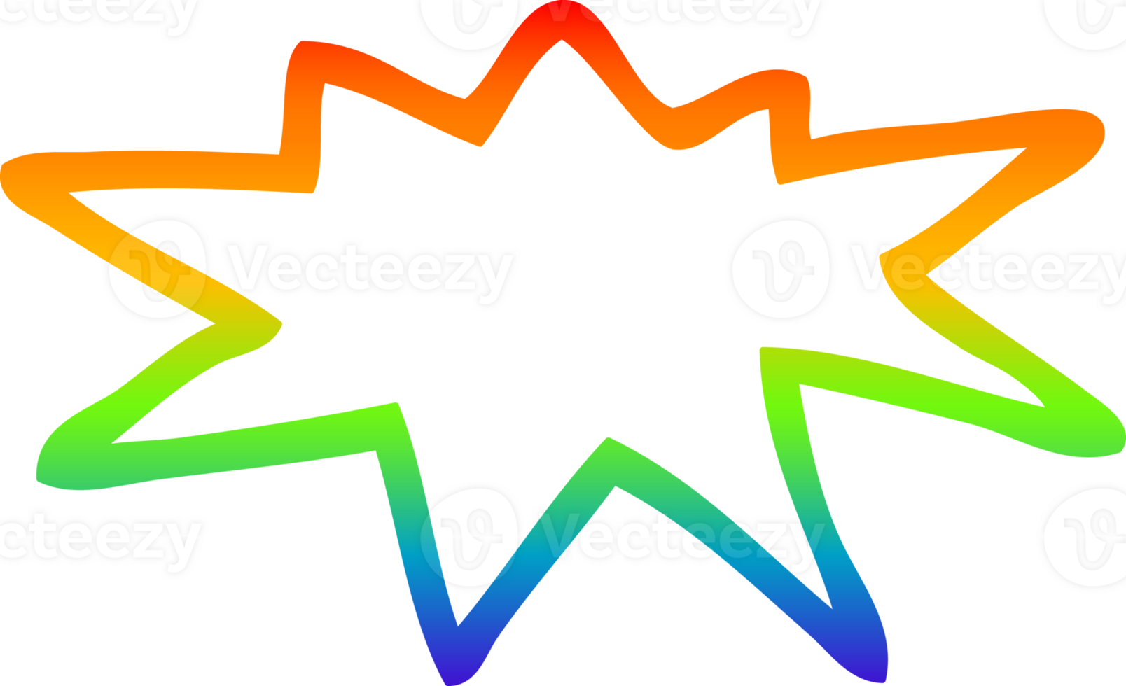 rainbow gradient line drawing of a cartoon explosion symbol png