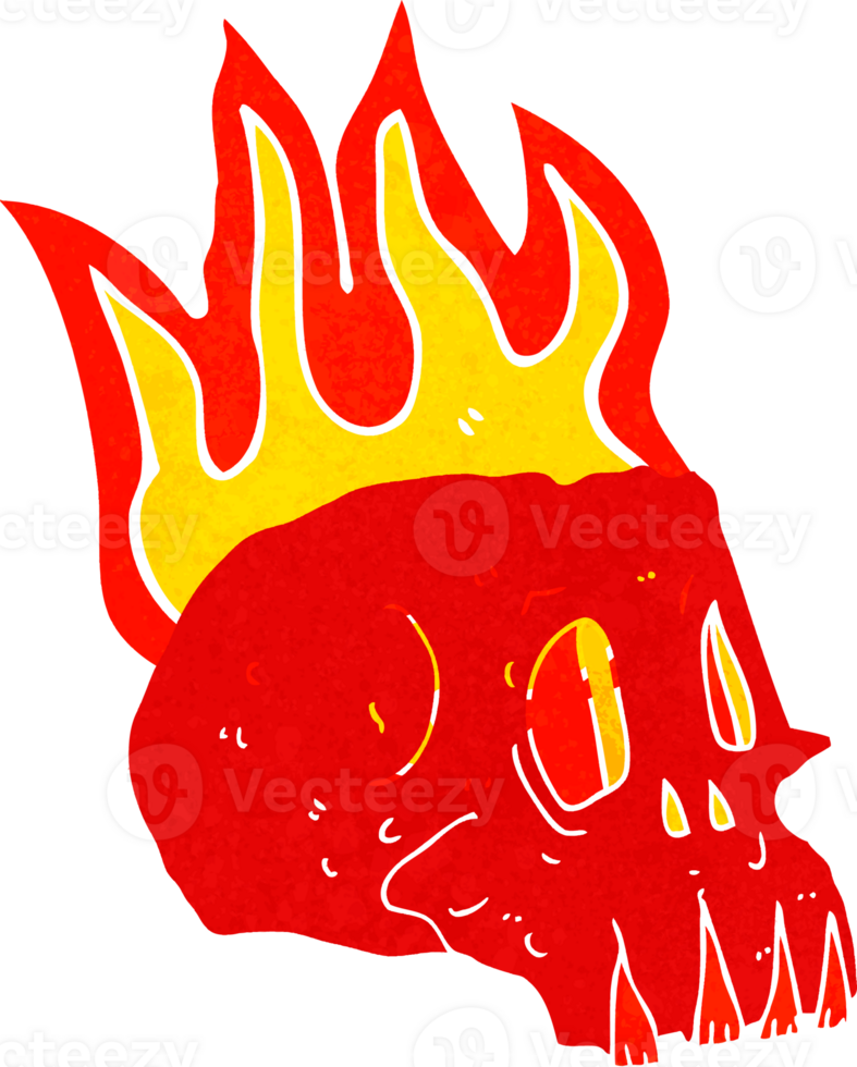 cartoon flaming skull png