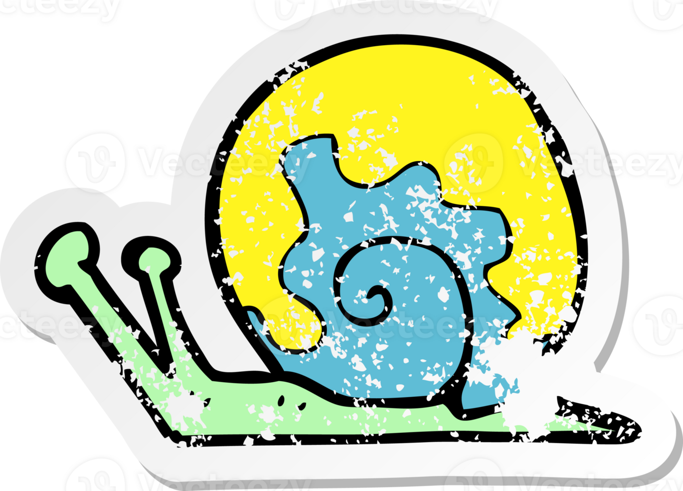 retro distressed sticker of a cartoon snail png
