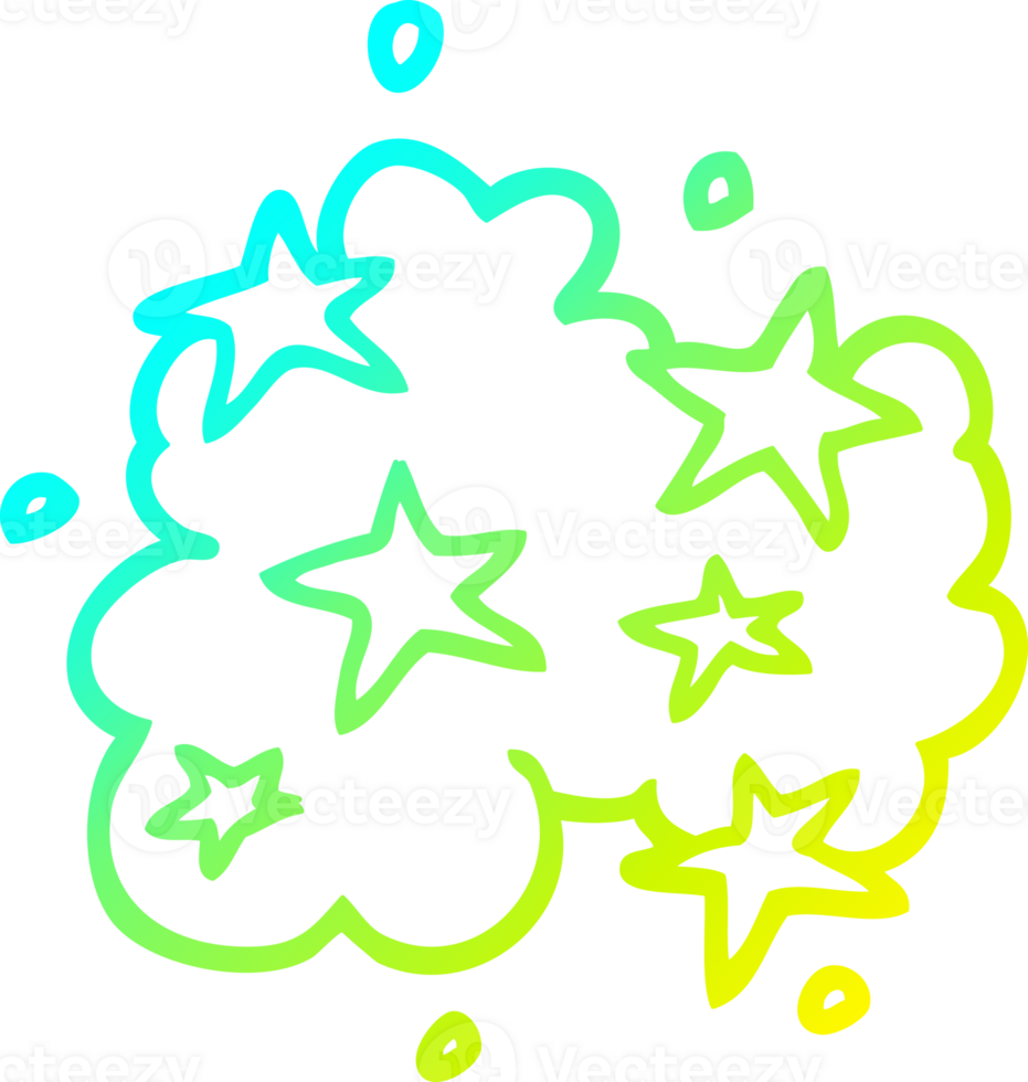 cold gradient line drawing of a cartoon magical cloud png