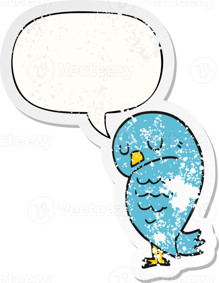 cartoon bird with speech bubble distressed distressed old sticker png