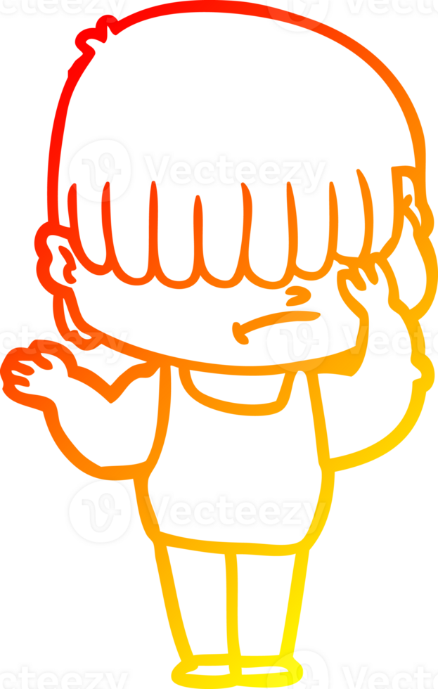 warm gradient line drawing of a cartoon boy with untidy hair png