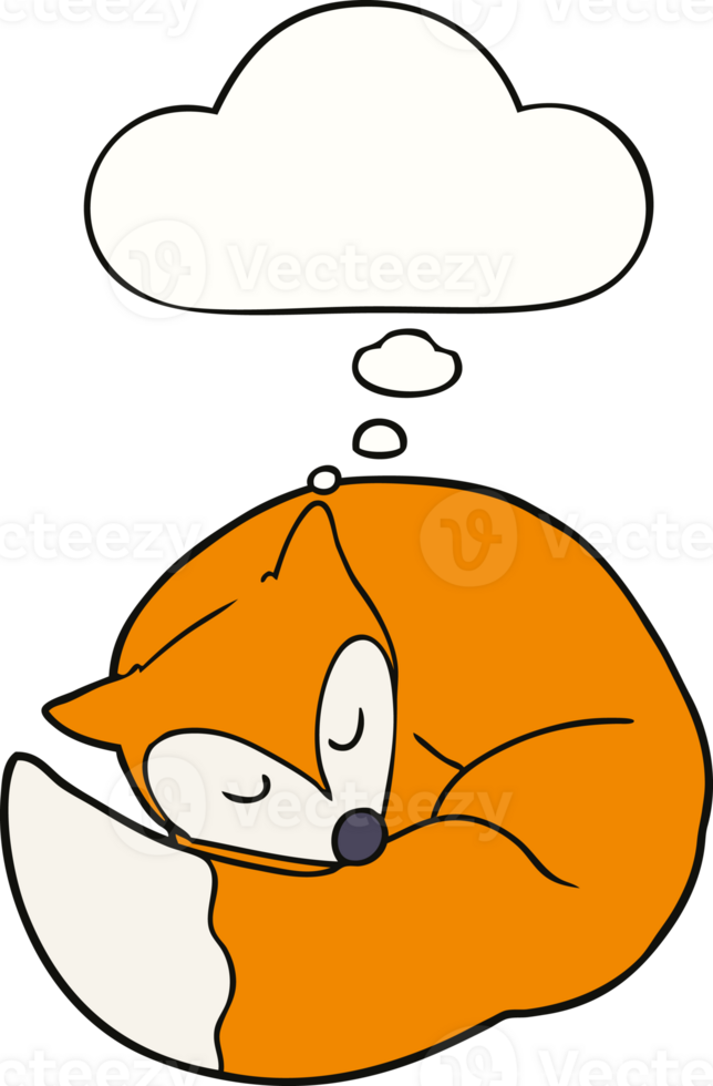 cartoon sleeping fox with thought bubble png