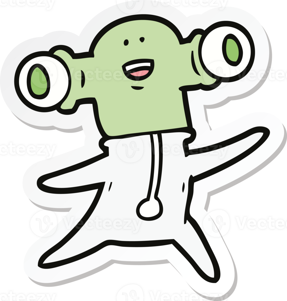 sticker of a friendly cartoon alien png