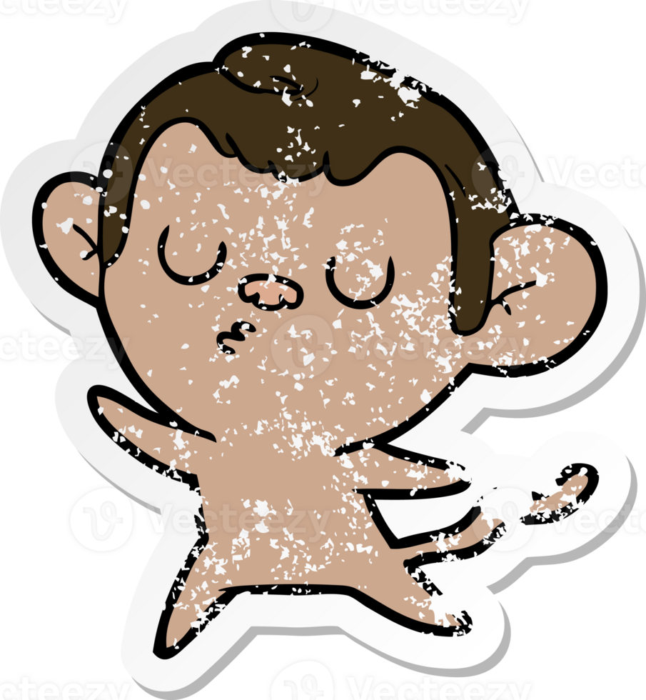 distressed sticker of a cartoon monkey png