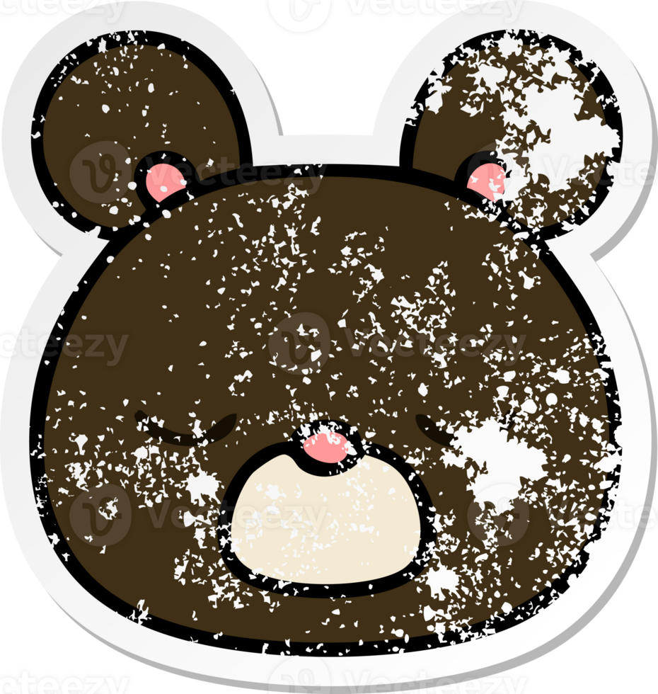 distressed sticker of a quirky hand drawn cartoon bear png