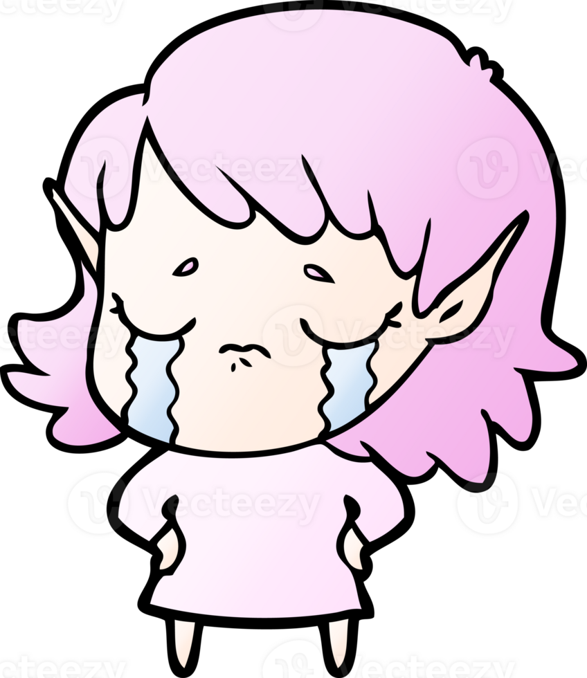 cartoon crying elf girl png