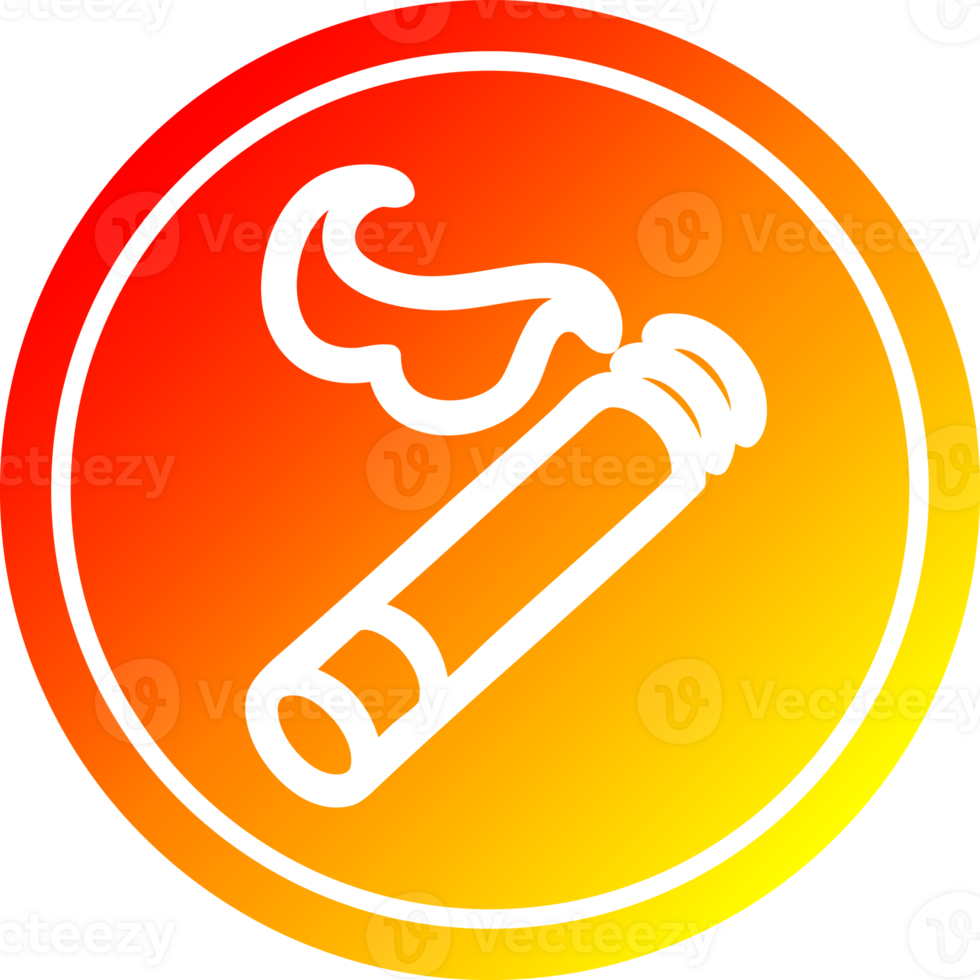 lit cigarette circular icon with warm gradient finish png