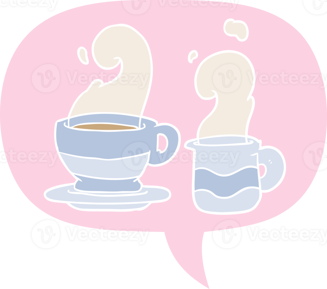 cartoon cup of coffee with speech bubble in retro style png